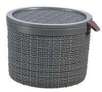 CURVER Round Jute Box with Lid, Grey, 100% Recycled, Cranberry