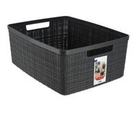 Curver Jute Basket 100% Recycled Plastic Rectangular 12 L, Dark Grey, M