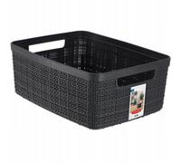 Curver Jute Basket 100% Recycled Plastic Rectangular, Wood, Dark Grey, S: 5 L