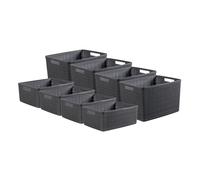 Curver Jute Basket Bundle 4x Medium 4x Large, Deep Shadow Grey