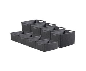 Curver Jute Basket Bundle 4x Medium 4x Large, Deep Shadow Grey