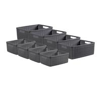 Curver Jute Basket Bundle 4x Small 4x Medium, Deep Shadow Grey