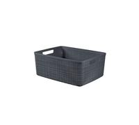 Curver Jute Grey Plastic Medium Nestable Storage Basket (H)14.5Cm (W)28.2Cm (D)36.2Cm