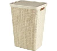 CURVER Jute Laundry Box 58L - Dirty Laundry Bin with Lid - Good Ventilation - Ergonomic Handles - For Bathroom or Laundry Room - 70% Recycled - 43 x 34 x 58 cm - Beige
