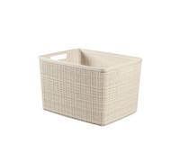 Curver Jute White Plastic Large Nestable Storage Basket (H)23Cm (W)28.2Cm (D)36.2Cm