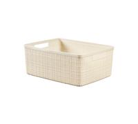 Curver Jute White Plastic Medium Nestable Storage Basket (H)14.5Cm (W)28.2Cm (D)36.2Cm