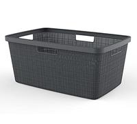 Curver Jute Woven Effect 70% Recycled Rectangular Laundry Basket 46 Litres - Grey
