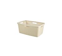 Curver Jute Woven Effect 70% Recycled Rectangular Laundry Basket 46 Litres ? Off White