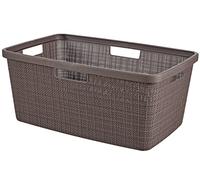 Curver Jute Woven Effect 70% Recycled Rectangular Laundry Basket 46 Litres - Peppercorn