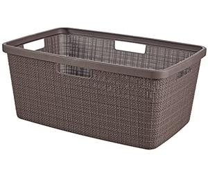Curver Jute Woven Effect 70% Recycled Rectangular Laundry Basket 46 Litres - Peppercorn