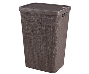 Curver Jute Woven Effect 70% Recycled Rectangular Laundry Hamper 58 Litres - Peppercorn