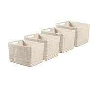 Curver Jute Woven Effect Set of 4 100% Recycled Rectangular Large Storage Baskets 20 Litres - Off White