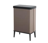 Curver Keter Verto Recycling Waste Bin, Push Lid, Double Compartment, Elegant Design, Recyclable, Ideal for Bathroom, Living Room or Office, 54 Litre Capacity, Pearl Pink