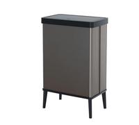 Curver Keter Verto Selective Collection Waste Bin, Press-On Lid, Double Compartment, Elegant Design, Recyclable, Ideal for Bathroom, Living Room or Office, 54 Litres, Pearl Grey