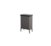 Curver Keter Verto Selective Collection Waste Bin, Press-On Lid, Double Compartment, Elegant Design, Recyclable, Ideal for Bathroom, Living Room or Office, 54 Litres, Pearl Grey