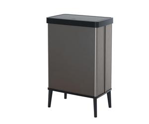 Curver Keter Verto Selective Collection Waste Bin, Press-On Lid, Double Compartment, Elegant Design, Recyclable, Ideal for Bathroom, Living Room or Office, 54 Litres, Pearl Grey