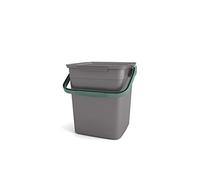 Curver Kis Smart Bio Compost Bin 9L with Lid and Handle, Grey/Green, 25.5 x 23 x 25 cm