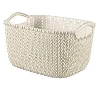 Curver Knit Effect Kitchen, Living room, Bathroom, Bedroom, Utility Medium Rectangular Storage Basket 8 Litres - Oasis White