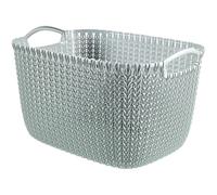 Curver Knit Large Rectangular Plastic Storage Basket, Misty Blue, 19 Litre