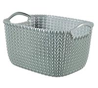 Curver Knit Medium Storage Basket, Stylish Knit Design & Comfortable Handles, 8 Litres, Misty Blue