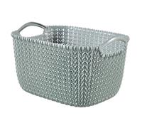 Curver Knit Medium Storage Basket, Stylish Knit Design & Comfortable Handles, 8 Litres, Misty Blue