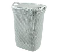Curver Knit 57 Litre Laundry Hamper, Misty Blue, 45 x 34 x 61.5 cm