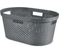 Curver Laundry Basket, 40L, Recycled Plastic, Anthracite Grey