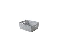 Curver Medium Faux Rattan Storage Basket, 30 x 36 x 14cm - Grey