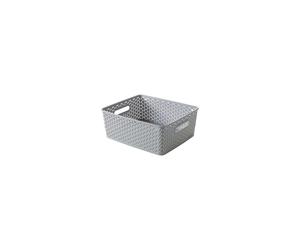 Curver Medium Faux Rattan Storage Basket, 30 x 36 x 14cm - Grey