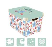 Curver Merry Christmas Gingerbread Men & Christmas Tree IML Print Christmas Eve Large Storage Box with Lid 22L