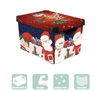 Curver Merry Christmas Santa Claus & Little Helper Elf IML Print Storage Box with Lid 22L