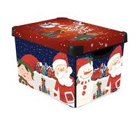 Curver Merry Christmas Santa Claus & Little Helper Elf IML Print Storage Box with Lid 22L