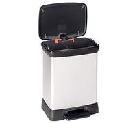 Curver Metal Effect 70% Recycled Kitchen Accessories 30L Duo Recycling Pedal Touch Deco Bin, Silver