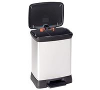 Curver Metal Effect 70% Recycled Kitchen Accessories 30L Duo Recycling Pedal Touch Deco Bin, Silver