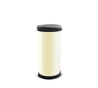 Curver Metal Effect 70% Recycled Kitchen Accessories One Touch Deco Bin, Ivory, 40 Litre