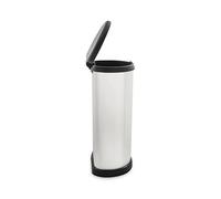 Curver Metal Effect One Touch Deco Bin, Silver, 40 Litre