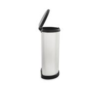 Curver Metal Effect 70% Recycled Kitchen One Touch Deco Bin, 5 Year Guarantee, 40 Litre, Silver