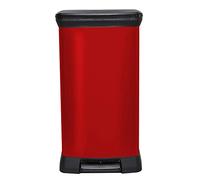Curver Metal Effect 70% Recycled Kitchen Pedal Touch Deco Bin 50 Litres - Red