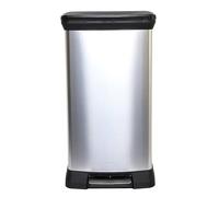Curver Metal Effect Pedal Touch Deco Bin, Silver, 50 Litre