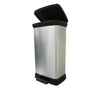 Curver Deco 50L Rectangular Pedal Bin - Silver