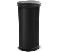 Curver Metal Effect Plastic One Touch Deco Bin, Black, 40 Litre