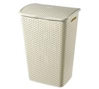 Curver My Style 55 Litre Rattan Effect Laundry Hamper, Vintage White
