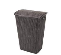 Curver My Style 55 Litre Rattan Effect Plastic Laundry Hamper, Dark Brown, 216581