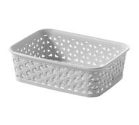 Curver My Style A6 Desk Storage Tray - Grey - Rectangular Office Basket - Premium A6 Storage Basket Tray With Natural Fibre Look