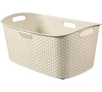 Curver My Style Clothes Basket, Stylish Rattan Look, Lightweight Plastic Design, 47 Litres, Cream