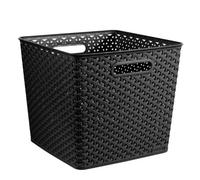 Curver My Style Matt Dark Grey Rattan Effect Plastic Stackable Storage Basket (H)28Cm (W)33Cm (D)33Cm