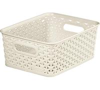 Curver My Style Medium Rectangular Storage Basket, Vintage White, 13 Litre