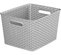 Curver My Style Modern Matt Grey Rattan Effect Plastic Stackable Storage Basket (H)22Cm (W)36Cm (D)30Cm