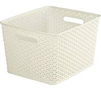 Curver My Style Rattan Effect Kitchen, Living room, Bathroom, Bedroom, Utility Large Rectangular Storage Baskets 18L - White