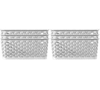 Curver My Style Rattan Effect Set of 3 Kitchen, Living room, Bathroom, Bedroom, Utility Medium Rectangular Storage Baskets 13 Litres - Grey (Pack of 2)